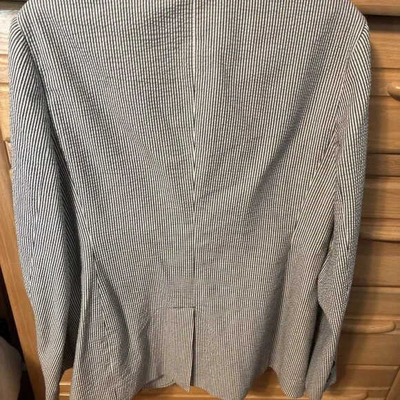 Tory Burch Women's Blue White Striped Blazer XL - Picture 3 of 9